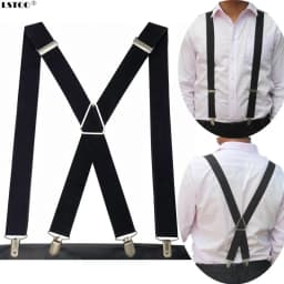 Solid Color Unisex Adult Suspenders Men XXL Large Size 3.5 cm Wide Adjustable Elastic 4 Clips X Back Women Trousers Braces Party