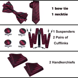 Fashion Men's Suspenders Adult Paisley Bowtie Handkerchief Cufflinks Necktie Sets Male Wedding Party Vintage Elastic Adjust