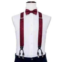 Fashion Men's Suspenders Adult Paisley Bowtie Handkerchief Cufflinks Necktie Sets Male Wedding Party Vintage Elastic Adjust