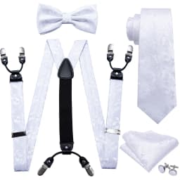Fashion Men's Suspenders Adult Paisley Bowtie Handkerchief Cufflinks Necktie Sets Male Wedding Party Vintage Elastic Adjust