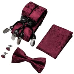 Fashion Men's Suspenders Adult Paisley Bowtie Handkerchief Cufflinks Necktie Sets Male Wedding Party Vintage Elastic Adjust