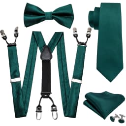 Fashion Men's Suspenders Adult Paisley Bowtie Handkerchief Cufflinks Necktie Sets Male Wedding Party Vintage Elastic Adjust