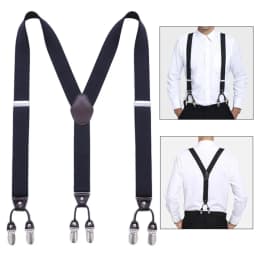 Vintage Suspenders for Men Wedding Party Formal Casual 3.5cm Wide Y Shape 6 Clips Adjustable Elastic Trouser Braces Strap Belt