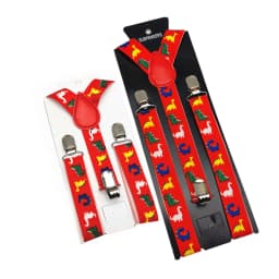 Baby Adult 2.5CM Wide 3 clips on Adjustable Red Dinosaurs Animal Print Suspenders Braces For Boys Girls Men Women