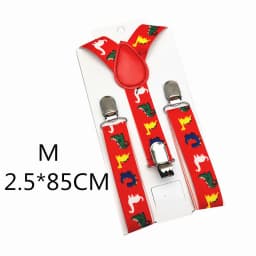 Baby Adult 2.5CM Wide 3 clips on Adjustable Red Dinosaurs Animal Print Suspenders Braces For Boys Girls Men Women