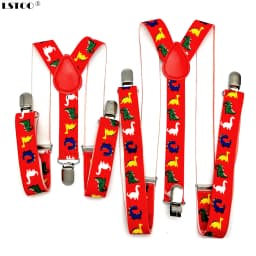 Baby Adult 2.5CM Wide 3 clips on Adjustable Red Dinosaurs Animal Print Suspenders Braces For Boys Girls Men Women