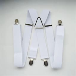 Solid White 3.5cm Wide X-Back Suspenders Braces 4 Clips Men Adult Up To XXL Adjustable Elastic Wedding Trouser Accessory
