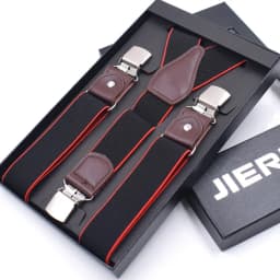 Leather Suspenders Men 3.5cm Y-Back 3 Clips Male Suspensorios Adjustable Elastic Trouser Braces Strap Belt Suit Accessories