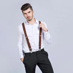 New Man's Suspenders 3 Clips Leather Braces Casual Suspensorios Trousers Strap 3.5*120cm Gift For Dad High Quality Tirantes