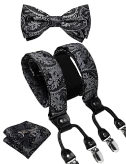 Elegant Gold Paisley Suspenders Men Real Leather Metal 6 Clips Braces Elastic Suspenders Trouser Straps Men's Gift
