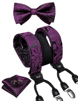 Elegant Gold Paisley Suspenders Men Real Leather Metal 6 Clips Braces Elastic Suspenders Trouser Straps Men's Gift