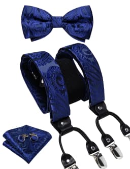 Elegant Gold Paisley Suspenders Men Real Leather Metal 6 Clips Braces Elastic Suspenders Trouser Straps Men's Gift