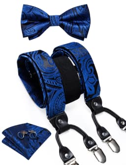 Elegant Gold Paisley Suspenders Men Real Leather Metal 6 Clips Braces Elastic Suspenders Trouser Straps Men's Gift