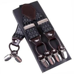 Fashion Suspenders Leather 6clips Braces Male Vintage Casual Suspensorio Tirante Trousers Strap Father/Husband's Gift 3.5*120cm