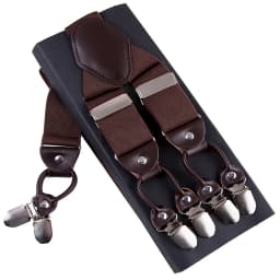Fashion Suspenders Leather 6clips Braces Male Vintage Casual Suspensorio Tirante Trousers Strap Father/Husband's Gift 3.5*120cm