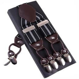 Fashion Suspenders Leather 6clips Braces Male Vintage Casual Suspensorio Tirante Trousers Strap Father/Husband's Gift 3.5*120cm