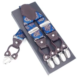 Fashion Suspenders Leather 6clips Braces Male Vintage Casual Suspensorio Tirante Trousers Strap Father/Husband's Gift 3.5*120cm