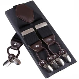 Fashion Suspenders Leather 6clips Braces Male Vintage Casual Suspensorio Tirante Trousers Strap Father/Husband's Gift 3.5*120cm