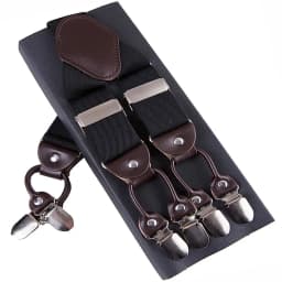 Fashion Suspenders Leather 6clips Braces Male Vintage Casual Suspensorio Tirante Trousers Strap Father/Husband's Gift 3.5*120cm