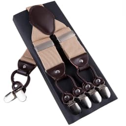 Fashion Suspenders Leather 6clips Braces Male Vintage Casual Suspensorio Tirante Trousers Strap Father/Husband's Gift 3.5*120cm