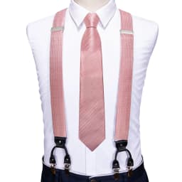 Barry.Wang Luxury Silk Mens Suspender Hanky Cufflinks Tie Set Adjustable Clip On Braces Self Necktie Male Wedding Business Gift