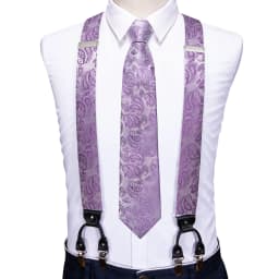 Barry.Wang Luxury Silk Mens Suspender Hanky Cufflinks Tie Set Adjustable Clip On Braces Self Necktie Male Wedding Business Gift