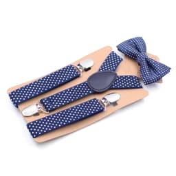Adjustable Elastic Suspenders Bow Tie Sets for Kids Children Boys Girls Wedding Party Event Y-Back Polka Dot Braces Belt Bowtie