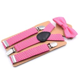 Adjustable Elastic Suspenders Bow Tie Sets for Kids Children Boys Girls Wedding Party Event Y-Back Polka Dot Braces Belt Bowtie