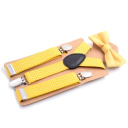 Adjustable Elastic Suspenders Bow Tie Sets for Kids Children Boys Girls Wedding Party Event Y-Back Polka Dot Braces Belt Bowtie