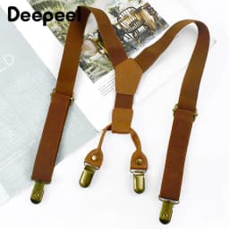 1Pc Deepeel 2.5*65cm Solid Color Children's Suspenders 4 Clips Y-shaped Braces Adjustable Elastic Band Jeans Pants Hanger Male