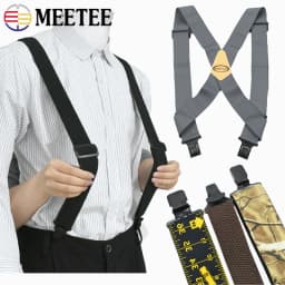 Heavy Duty Work Suspenders for Men X-Back Gripper Clasps Adjustable Strap Fully Elastic Adult Widen Men's Suspender