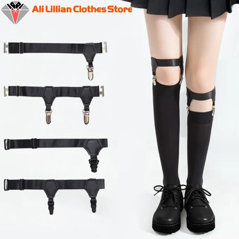 1PC Black Sock Garters For Women Girl JK Japanese Style Adjustable Elastic Non-Slip Sock Garter Holder Belt Leg Suspenders