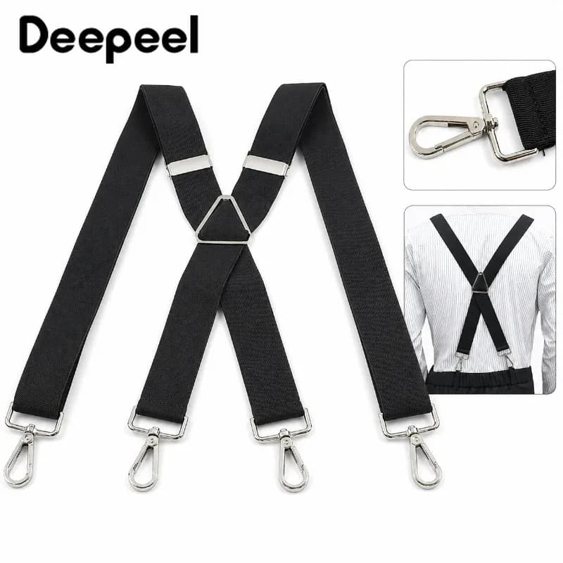 1Pc 3.5x120cm Men's Suspenders Adjustable Elastic Braces with Metal 4 Clips Snap Hooks for Pants Trouser Outfit Accessories