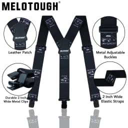 MELOTOUGH Men's Suspenders 2 Inch Wide Elastic Y Back Suspenders for Men Heavy Duty Suspender with Strong Clip for Pants