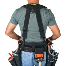 Magnetic Suspenders Tool Belt Suspenders with Large Moveable Phone Holder Pencil Holder, Adjustable Size Padded Suspends