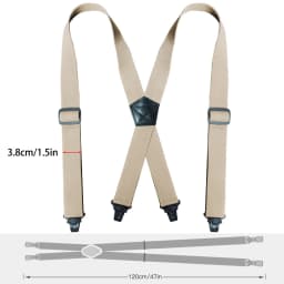 Men's Heavy Duty Big Tall Suspenders for Work, 3.8cm/1.5inch X-back 4 Strong Plastic Clips Adjustable Elastic Trouser Braces