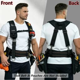 MELOTOUGH Work Suspenders Tool Belt Suspenders with Large Moveable Phone Holder