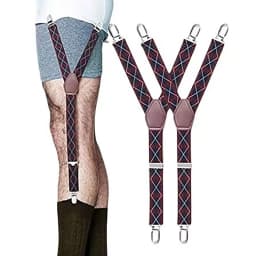 2Pcs/Set Men's Shirt Holders Stays Y-Shaped 3 Metal Clips Adjustable Elastic Leg Suspenders Straps Non-slip Sock Garter Clamps