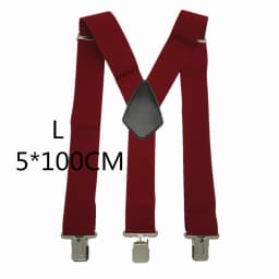 Large Strong Clips on Men Suspenders Unisex Braces 50mm Wide 5 Solid Color High Elastic Adjustable Suspender Belt for Heavy Work