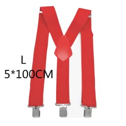 Large Strong Clips on Men Suspenders Unisex Braces 50mm Wide 5 Solid Color High Elastic Adjustable Suspender Belt for Heavy Work
