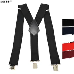 Large Strong Clips on Men Suspenders Unisex Braces 50mm Wide 5 Solid Color High Elastic Adjustable Suspender Belt for Heavy Work
