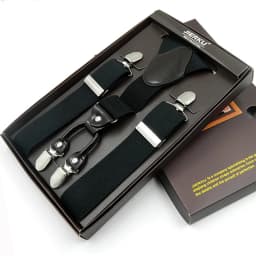 Man Suspenders 4 Clips Leather Braces Adjustable Four Clip-on Belt Strap Trousers Suspensorio Father Gifts Ligas