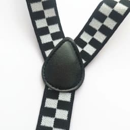 Black White Plaid Kids Adult Adjustable Suspenders 2.5cm Wide Elastic Strap Y-Back Braces 5 Sizes for Whole Family Party Wedding