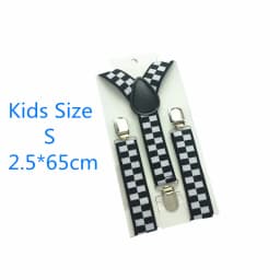 Black White Plaid Kids Adult Adjustable Suspenders 2.5cm Wide Elastic Strap Y-Back Braces 5 Sizes for Whole Family Party Wedding