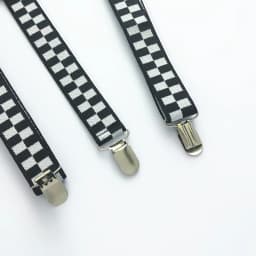 Black White Plaid Kids Adult Adjustable Suspenders 2.5cm Wide Elastic Strap Y-Back Braces 5 Sizes for Whole Family Party Wedding