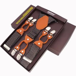 New Men's Braces Fashion Leather Suspenders 6 Cclips Suspensorios Adjustable Belt Strap High Quality Tirantes 3.5*120cm