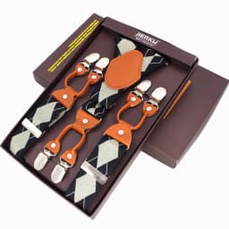New Men's Braces Fashion Leather Suspenders 6 Cclips Suspensorios Adjustable Belt Strap High Quality Tirantes 3.5*120cm
