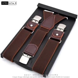 Men's Suspenders Fashion Leather Suspender Men Casual Suspensorios Trousers Strap 3.5*120cm Gift For Dad High Quality Tirantes