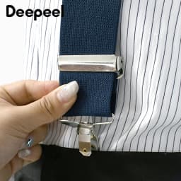 1Pc Deepeel Men's X-shaped Suspenders 5cm Wide Adult Elastic Braces 4 Clips Adjust Strap Suit Trousers Suspender Accessories