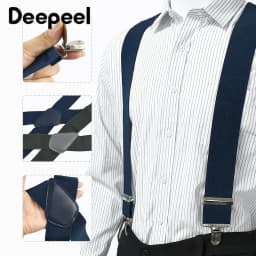 1Pc Deepeel Men's X-shaped Suspenders 5cm Wide Adult Elastic Braces 4 Clips Adjust Strap Suit Trousers Suspender Accessories